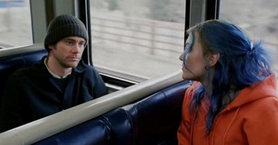 Joel and Clementine on the train.