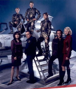Promotional shot for the 2003 Battlestar Galactica miniseries