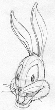 A sketch of Bugs by artist Mark Farinas in the style of director Robert Clampett.