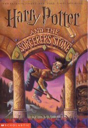 Cover of the United States edition of Harry Potter and the Philosopher's Stone, retitled Harry Potter and the Sorcerer's Stone