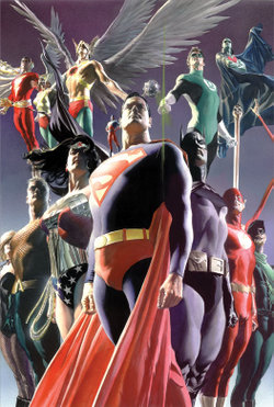Justice League members. Art by Alex Ross.
