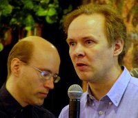 David Axmark (left) and Michael "Monty" Widenius, Founders of MySQL AB, at a conference