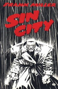 Cover of Sin City shows Marv walking through the rain.